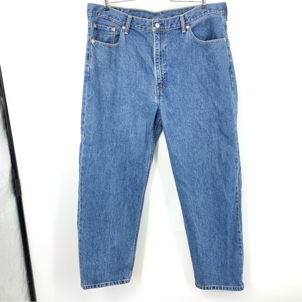 Levis Men Size 42 x 30 Jeans 550 Relaxed Fit Dark Wash Cotton Pants Straight Leg